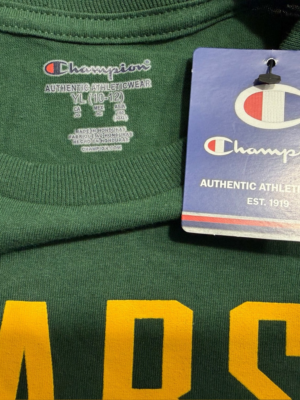 Champion Baylor Bears Basketball Long Sleeve Tee Youth Large NWT Green - Picture 3 of 9